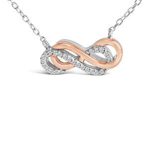 14K Rose Gold Plated Sterling Silver Diamond Accent Double Infinity Pendant Necklace-1