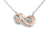 14K Rose Gold Plated Sterling Silver Diamond Accent Double Infinity Pendant Necklace-3 thumbnail 4