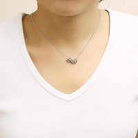14K Rose Gold Plated Sterling Silver Diamond Accent Double Infinity Pendant Necklace