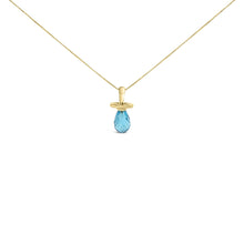 14K Yellow Gold and Blue Quartz Pacifier Pendant Necklace - 18" Inches-1