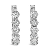 14K Gold 1/2 Cttw Diamond Earring Zig-Zagging Geometric Hoop Earrings (G-H Color, SI1-SI2)