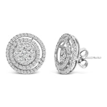 14K Gold 1 3/8 Cttw Diamond Cluster and Double Halo Stud Earring (G-H Color, SI1-SI2 Clarity)-1