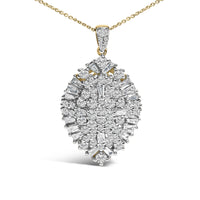 14K White and Yellow Gold 2.00 Cttw Diamond Cluster Pear Shaped Pendant Necklace (G-H Color, SI2-I1 Clarity) -20