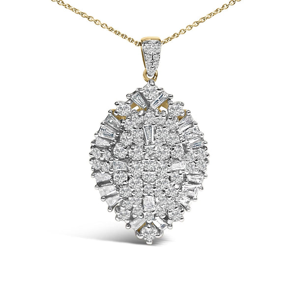 14K White and Yellow Gold 2.00 Cttw Diamond Cluster Pear Shaped Pendant Necklace (G-H Color, SI2-I1 Clarity) -20