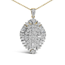14K White and Yellow Gold 2.00 Cttw Diamond Cluster Pear Shaped Pendant Necklace (G-H Color, SI2-I1 Clarity) -20" Inches-1