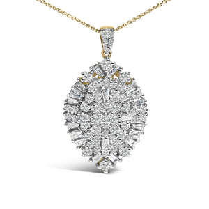 14K White and Yellow Gold 2.00 Cttw Diamond Cluster Pear Shaped Pendant Necklace (G-H Color, SI2-I1 Clarity) -20