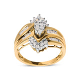 10K Two-Toned 1/2 Cttw Round And Baguette-Cut Composite Pear Head Diamond Ring (H-I Color, I2-I3 Clarity)-1 thumbnail 2