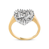 10K Yellow Gold 1/4 Cttw Round and Baguette cut Diamond Heart Shape Ballerina Ring (H-I Color, I1-I2 Clarity)-1 thumbnail 2