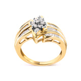 10K Yellow Gold 1/2 Cttw Round And Baguette-cut Diamond Cluster Head and Channel Set Shank Ring (H-I Color, I1-I2 Clarity)-1 thumbnail 2