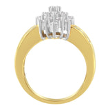 10K Yellow Gold 1.0 Cttw Marquise Composite Diamond Cluster Cocktail Ring (H-I Color, SI2-I1 Clarity)-1 thumbnail 2