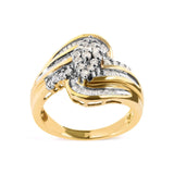 10K Yellow Gold 1/2 Cttw Diamond Pear Cluster and Swirl Ring (H-I Color, I1-I2 Clarity)-1 thumbnail 2