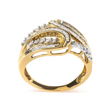 10K Yellow Gold 1/2 Cttw Round and Baguette cut Diamond Open Space Bypass Ring (H-I Color, SI2-I1 Clarity)-1