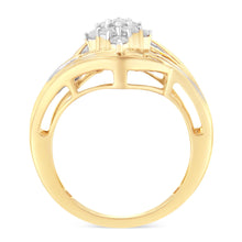 10K Yellow Gold Diamond Bypass Cluster Ring (1 Cttw, I-J Color, I2-I3 Clarity)-1