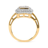 10K Yellow Gold 1/2 cttw Round and Princess Diamond Composite Head and Halo Ring (H-I Color, SI1-SI2 Clarity)-1 thumbnail 2