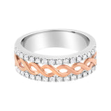 10K White and Rose Gold 1/3 Cttw Diamond Split Shank and Infinity Ribbon Band Ring (I-J Color, I1-I2 Clarity)-1 thumbnail 2
