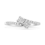 10K White Gold 1/4 Cttw Miracle Set Round Cut Diamond Two-Stone Ring (H-I Color, I2 Clarity)-1 thumbnail 2