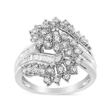 10K White Gold 1/2 Cttw Round and Baguette-Cut 