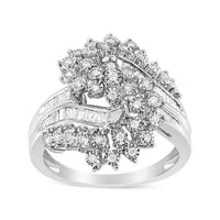 10K White Gold 1/2 Cttw Round and Baguette-Cut 