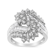 .925 Sterling Silver 1/5 Cttw Miracle-Set Diamond Heart Cross-Over Bypass Ring (I-J Color, I2-I3 Clarity)-1