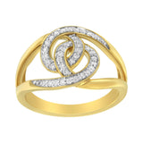 14K Yellow Gold Plated .925 Sterling Silver 1/4 Cttw Diamond Interlocking Loop Open Shank Bypass Ring (I-J Color, I1-I2 Clarity)-1 thumbnail 2