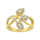 10K Yellow Gold 1/2 Cttw Round-Cut Diamond Layered Crossover Triple Leaf Bypass Ring (I-J Color, I1-I2 Clarity)-1 thumbnail 2