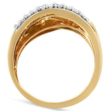 10K Yellow and White Gold 1.0 Cttw Round and Baguette-Cut Diamond Multirow Interwoven Cocktail Ring (I-J Color, I2-I3 Quality)-1 thumbnail 2
