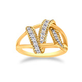 14K Yellow Gold Plated .925 Sterling Silver 1/4 Cttw Diamond Interlocking Bypass Ring (I-J Color, I1-I2 Clarity)-1 thumbnail 2