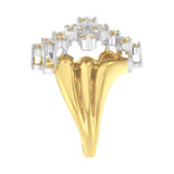 10K Yellow Gold Plated .925 Sterling Silver Diamond Cocktail Ring (1 1/2 Cttw, J-K Color, I1-I2 Clarity)-1 thumbnail 2