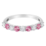 10KT White Gold 1/2 cttw Diamond and 3MM Created Gemstone Band Ring (H-I, I1-I2)-3 thumbnail 4