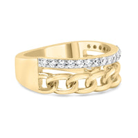 10K Yellow Gold 1/5 Cttw Diamond Cuban Link Ring Band (I-J Color, I2-I3 Clarity)