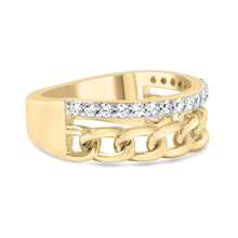 10K Yellow Gold 1/5 Cttw Diamond Cuban Link Ring Band (I-J Color, I2-I3 Clarity)-1