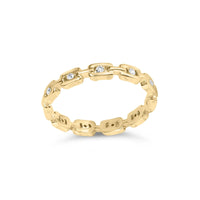 10K Yellow Gold 1/10 Cttw Paperclip Style Link Band Ring (H-I Color, I1-I2 Clarity)