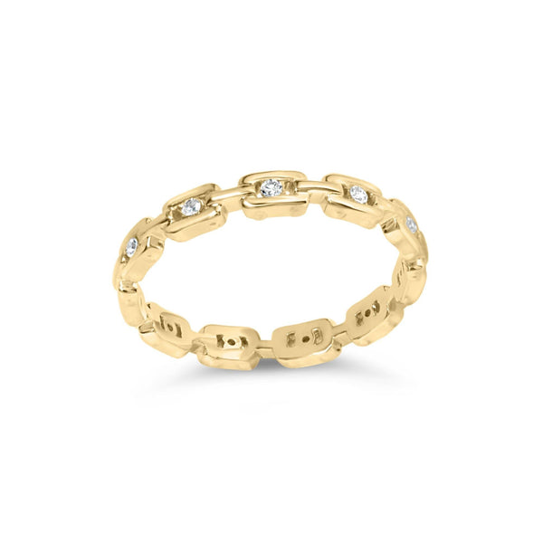 10K Yellow Gold 1/10 Cttw Paperclip Style Link Band Ring (H-I Color, I1-I2 Clarity)