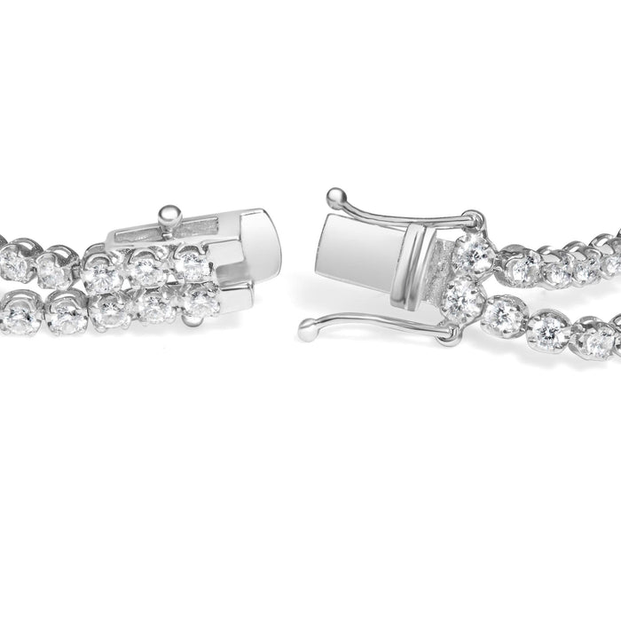 18K White Gold 5 3/5 Cttw Natural Diamond Double Row Link Tennis Bracelet (G-H Color, VS1-VS2 Clarity) - 7