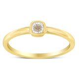 14K Yellow Gold Plated .925 Sterling Silver 1/20 Carat Diamond Square Cushion-Shaped Miracle Set Petite Fashion Promise Ring (J-K Color, I1-I2 Clarity)-1 thumbnail 2