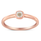 14K Rose Gold Plated .925 Sterling Silver 1/20 Carat Diamond Square Cushion-Shaped Miracle Set Petite Fashion Promise Ring (J-K Color, I1-I2 Clarity)-1 thumbnail 2
