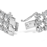 18K White Gold 7 1/2 Cttw Diamond 3 Row Floral Link Bracelet (G-H Color, VS1-VS2 Clarity) - 7 