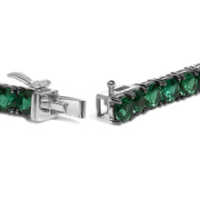 Men's .925 Sterling Silver Created Green Emerald Tennis Bracelet - 8.5" Inches-1