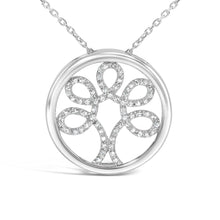 .925 Sterling Silver 1/10 Cttw Diamond Tree of Life Pendant Necklace (I-J Color, I3 Clarity)-1