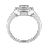 14K White Gold 1.00 Cttw Baguette and Princess-Cut Diamond Cocktail Art Deco Style Ring (H-I Color, SI1-SI2 Clarity)-1 thumbnail 2
