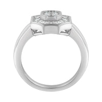 14K White Gold 1.00 Cttw Baguette and Princess-Cut Diamond Cocktail Art Deco Style Ring (H-I Color, SI1-SI2 Clarity)