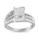10K White Gold 1/3 Cttw Invisible Set Princess-cut Diamond Cluster Bypass Ring (H-I Color, SI1-SI2 Clarity)-1 thumbnail 2