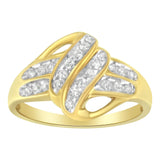 10K Yellow Gold Plated .925 Sterling Silver 1.0 Cttw Diamond Flower Cluster Open Halo Floral Ring (J-K Color, I2-I3 Clarity)-1 thumbnail 2