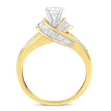 14K Two-Toned Gold Round, Baguette and Princess Cut Diamond Ring (1 1/8 Cttw, H-I Color, SI2-I1 Clarity)-1 thumbnail 2