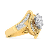14K Yellow Gold Princess, Baguette, and Pie cut Diamond Marquise Shaped Ring (1 1/4 Cttw, G-H Color, SI1-SI2 Clarity)-1 thumbnail 2