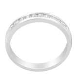 18K White Gold 1/4 Cttw Channel Set Brilliant Round-Cut Diamond Classic 11 Stone Wedding Band Ring (E-F Color, I1-I2 Clarity)-1 thumbnail 2