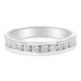 IGI Certified 1/2 Cttw Round Brilliant Cut Diamond 18K White Gold Channel Set Eternity Style Wedding Band Ring (H-I Color, I1-I2 Clarity)-1 thumbnail 2