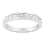 IGI Certified 1/2 Cttw Princess Cut Diamond 18K White Gold Channel Set Half Eternity Style Wedding Band Ring (H-I Color, SI2-I1 Clarity)-1 thumbnail 2