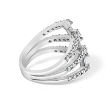 18K White Gold 1 3/4 Cttw Diamond Multi Crossover and Split Shank Cocktail Ring-1