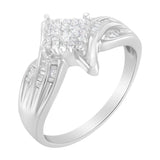 10K White Gold 1/3 Cttw Princess and Baguette Cut Diamond Bypass Style Cocktail Ring (I-J Color, I1-I2 Clarity)-1 thumbnail 2